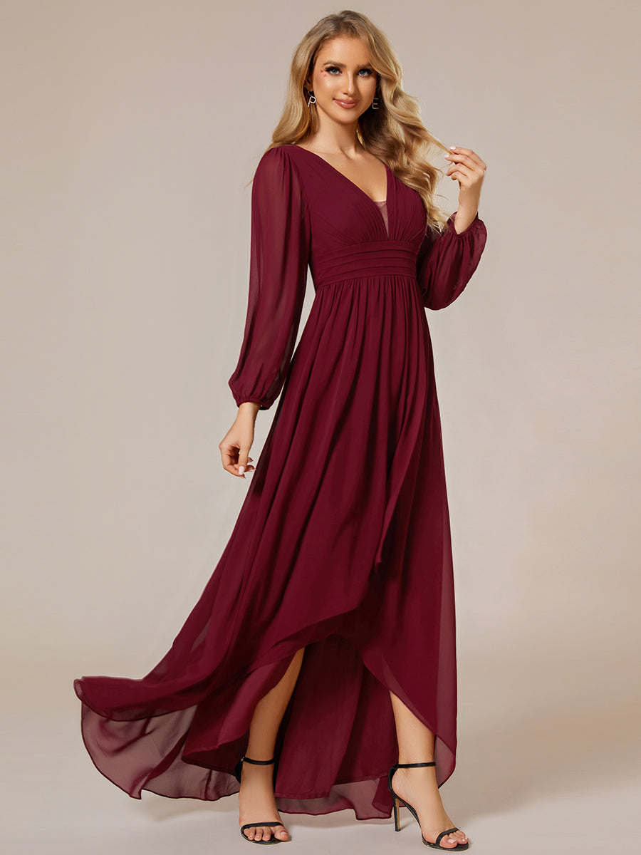 Maxi Long Chiffon Evening Dresses With Long Sleeves - CALABRO®