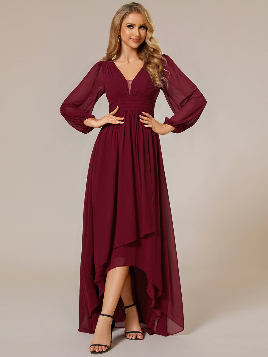 Maxi Long Chiffon Evening Dresses With Long Sleeves - CALABRO®