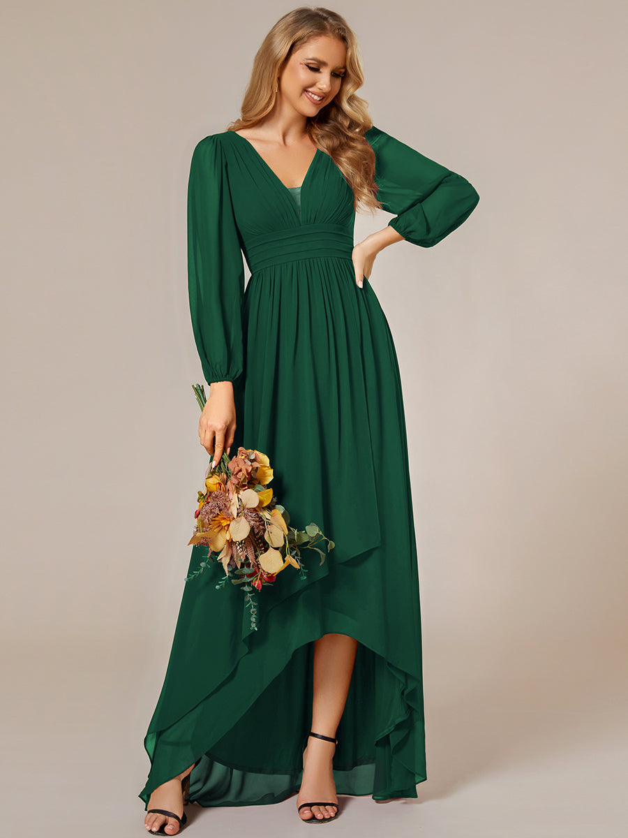 Maxi Long Chiffon Evening Dresses With Long Sleeves - CALABRO®