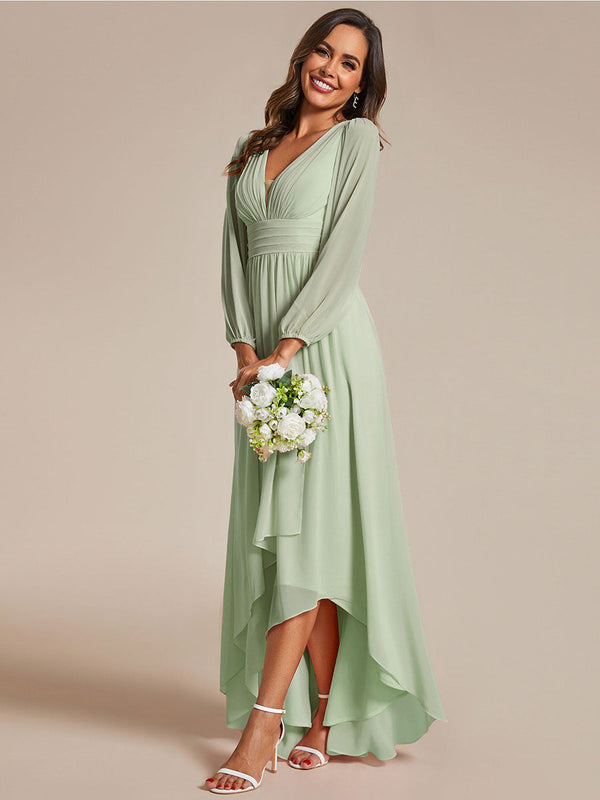 Maxi Long Chiffon Evening Dresses With Long Sleeves