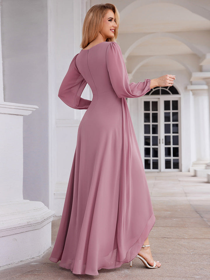 Maxi Long Chiffon Evening Dresses With Long Sleeves - CALABRO®