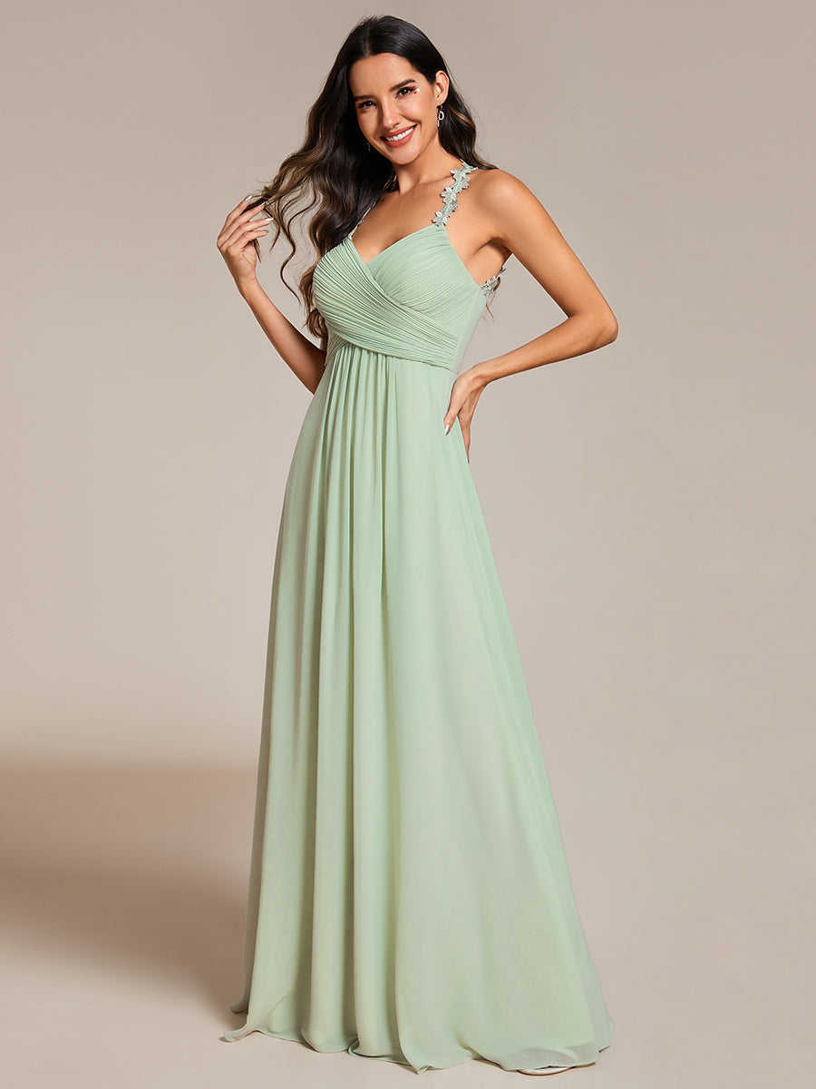 Chiffon Halter Neck Backless Cross Strap Bridesmaid Dress - CALABRO®