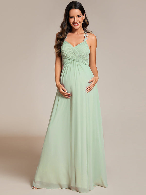 Chiffon Halter Neck Backless Cross Strap Bridesmaid Dress