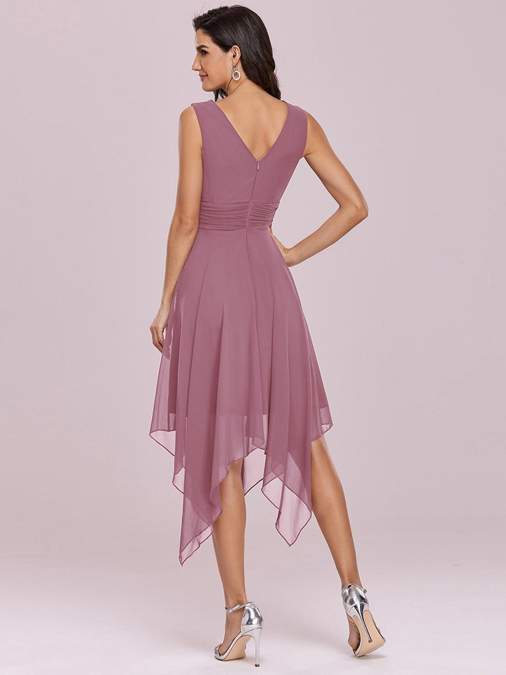 Knee Length Chiffon Bridesmaid Dress with Irregular Hem - CALABRO®