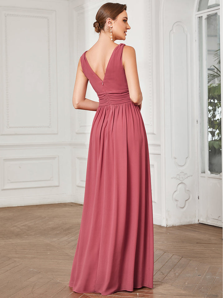 Elegant Double V-Neck Maxi Long Evening Dresses - CALABRO®