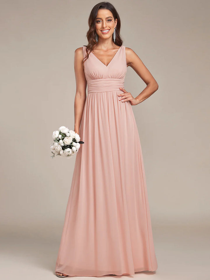 Elegant Double V-Neck Maxi Long Evening Dress Size 4