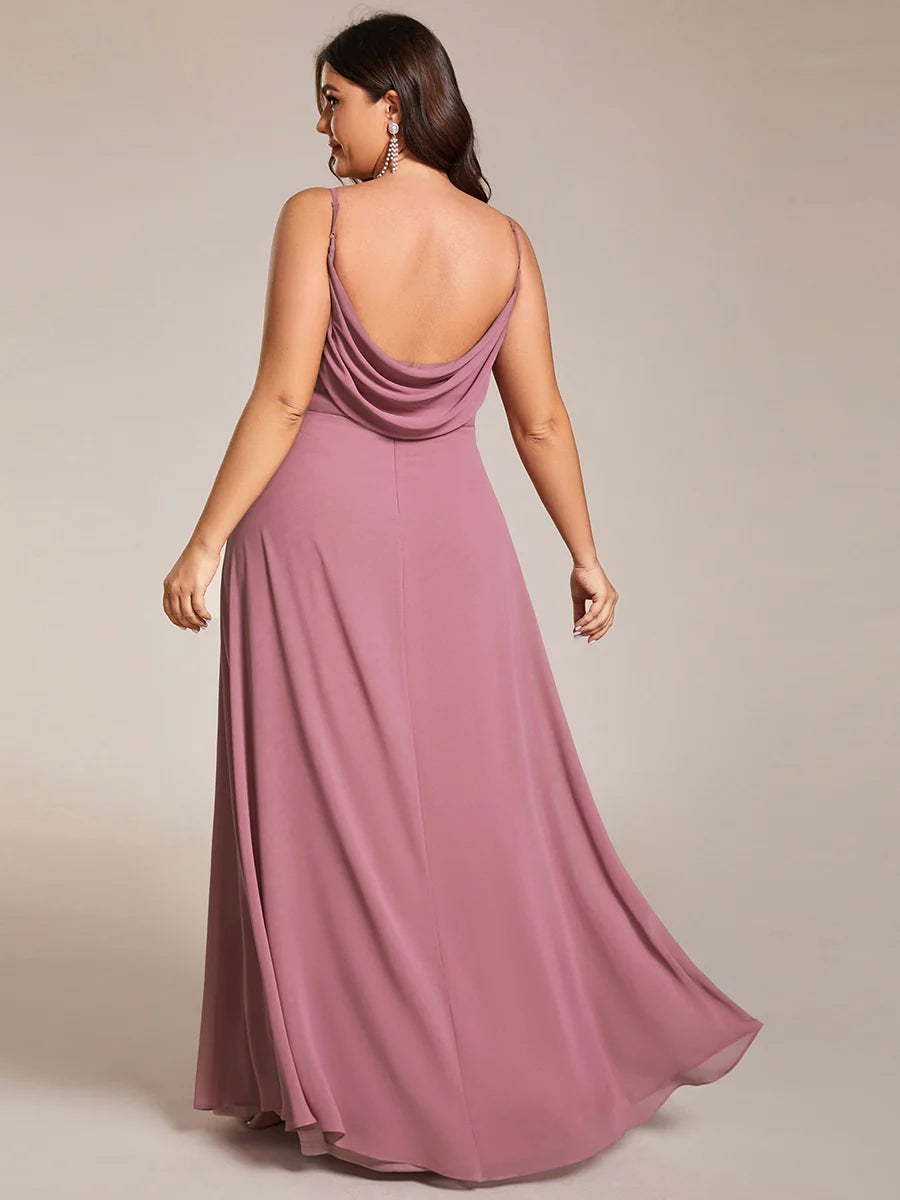 Plus Size A-Line Sleeveless Evening Dress