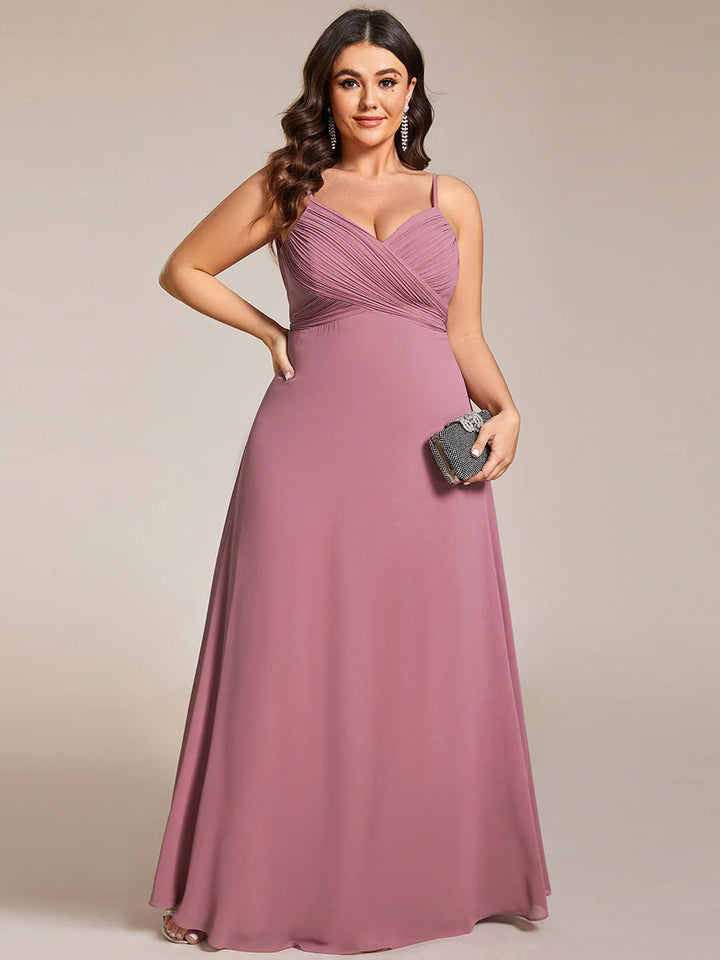 Plus Size A-Line Sleeveless Evening Dress
