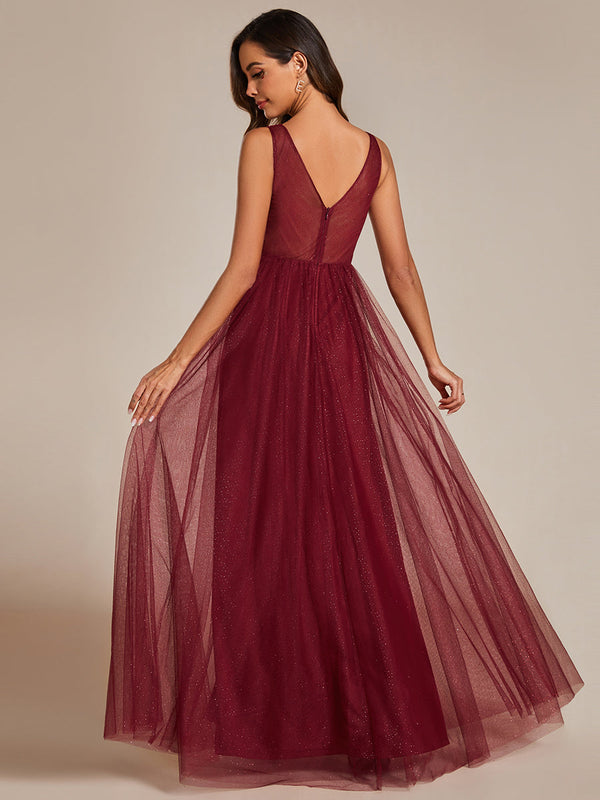 Maxi Spaghetti Strap Sequin Hollow Bridesmaid Dress