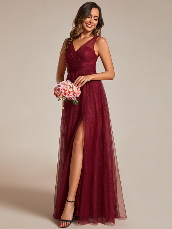 Maxi Spaghetti Strap Sequin Hollow Bridesmaid Dress