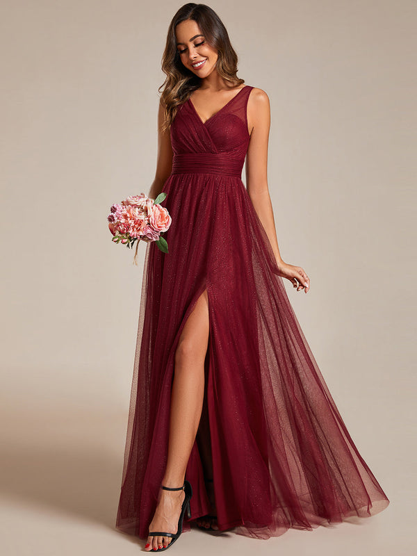 Maxi Spaghetti Strap Sequin Hollow Bridesmaid Dress