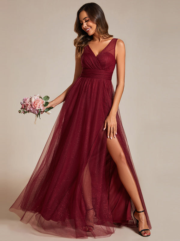 Maxi Spaghetti Strap Sequin Hollow Bridesmaid Dress