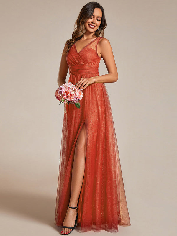 Maxi Spaghetti Strap Sequin Hollow Bridesmaid Dress