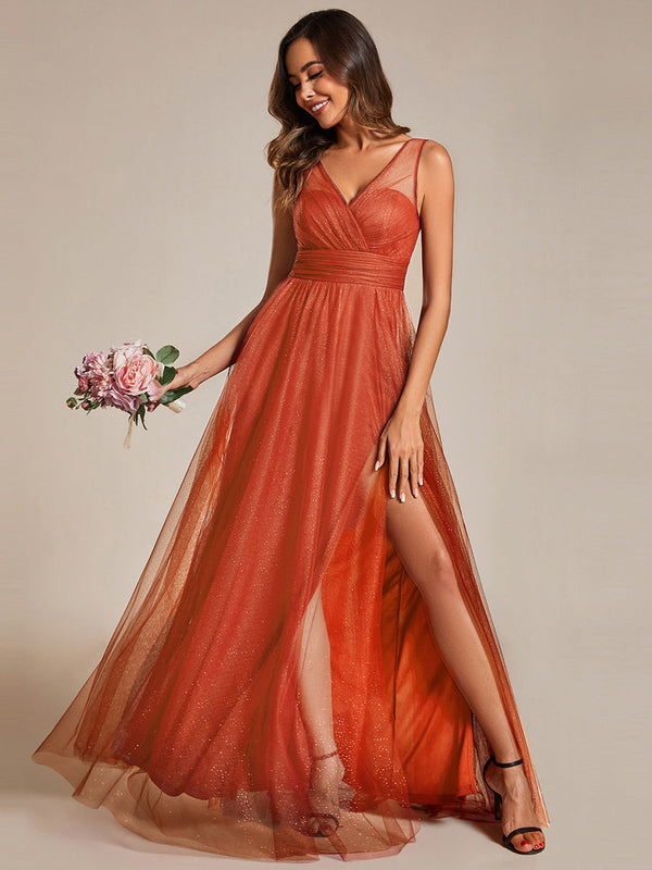 Maxi Spaghetti Strap Sequin Hollow Bridesmaid Dress