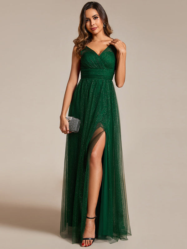 Maxi Spaghetti Strap Sequin Hollow Bridesmaid Dress