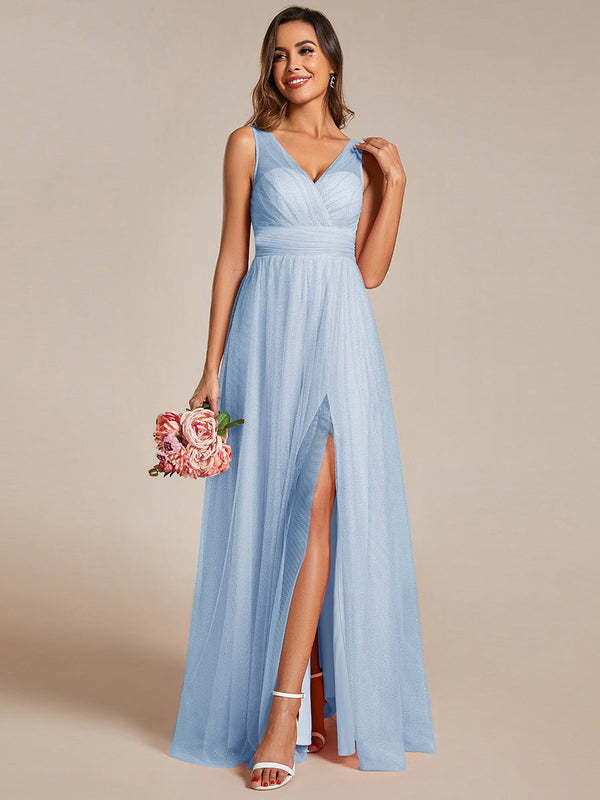 Maxi Spaghetti Strap Sequin Hollow Bridesmaid Dress