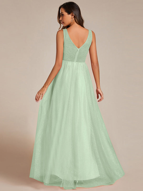 Maxi Spaghetti Strap Sequin Hollow Bridesmaid Dress