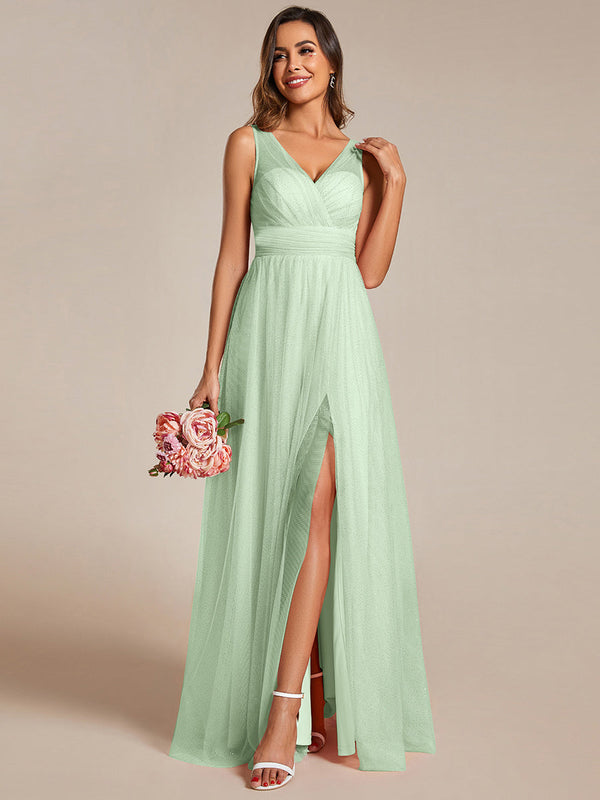 Maxi Spaghetti Strap Sequin Hollow Bridesmaid Dress