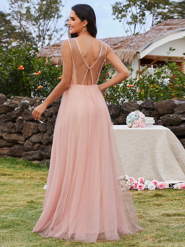 Tulle Sweetheart Spaghetti Strap Embroidery Sequin Bridesmaid Dress