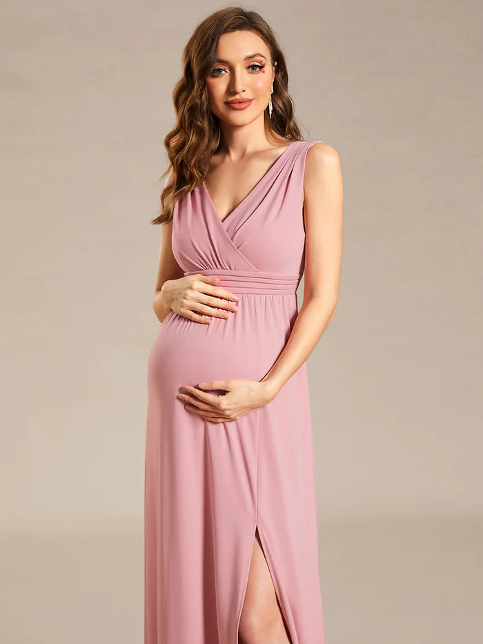 Sleeveless Side Split Bleted Maternity Dresses - CALABRO®