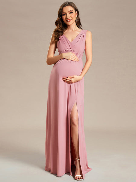 Sleeveless Side Split Bleted Maternity Dresses