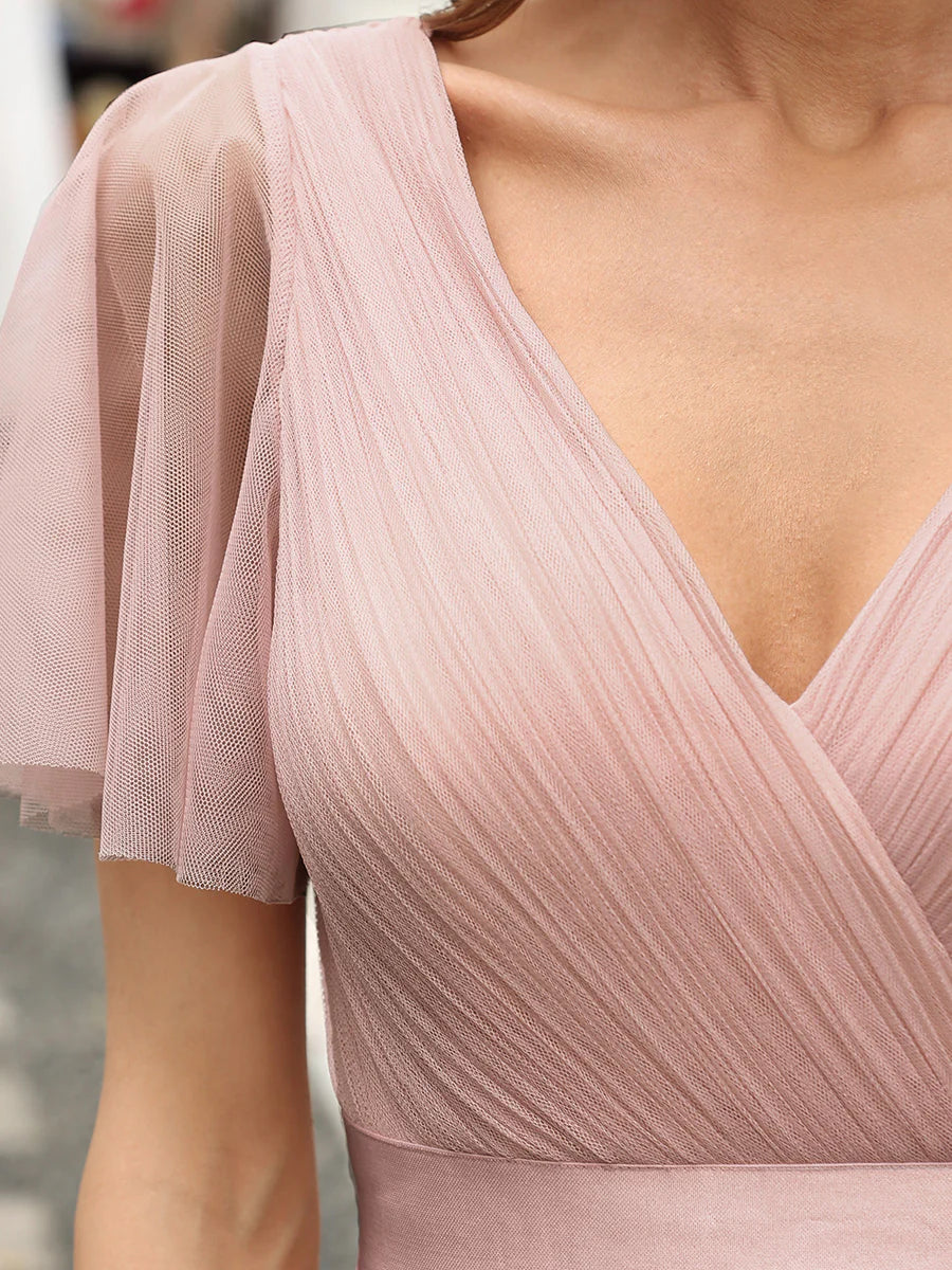 Women's V-Neck A-Line Floor-Length Bridesmaid Dresses