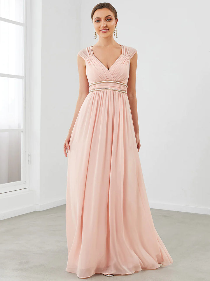 V-Neck Flowy Sleeveless Bridesmaid Dress - CALABRO®