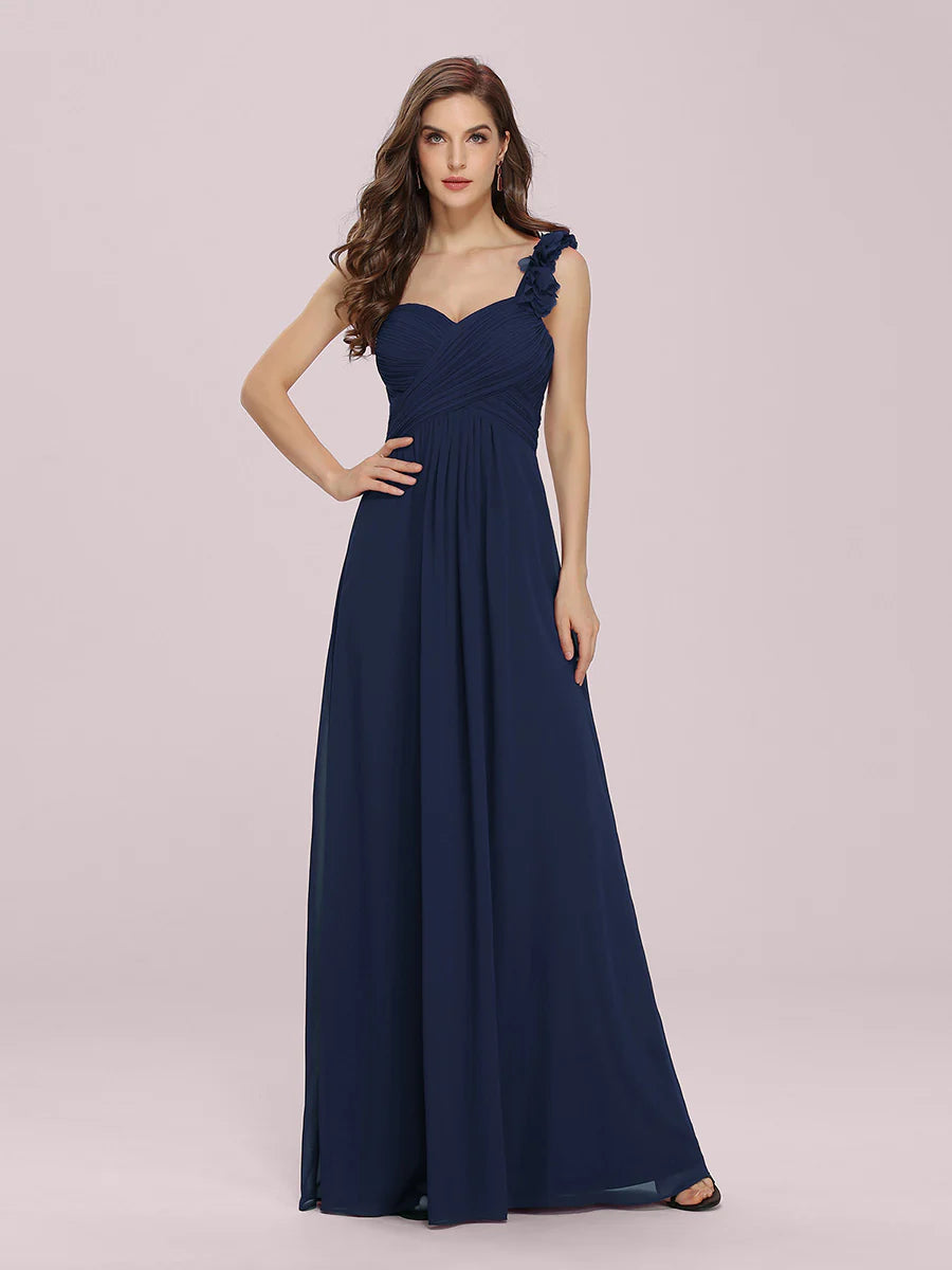 One Shoulder Bridesmaid Dresses With Flower Decoration