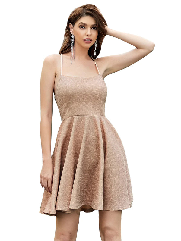 Shimmery A-line Backless Short Cocktail Dress