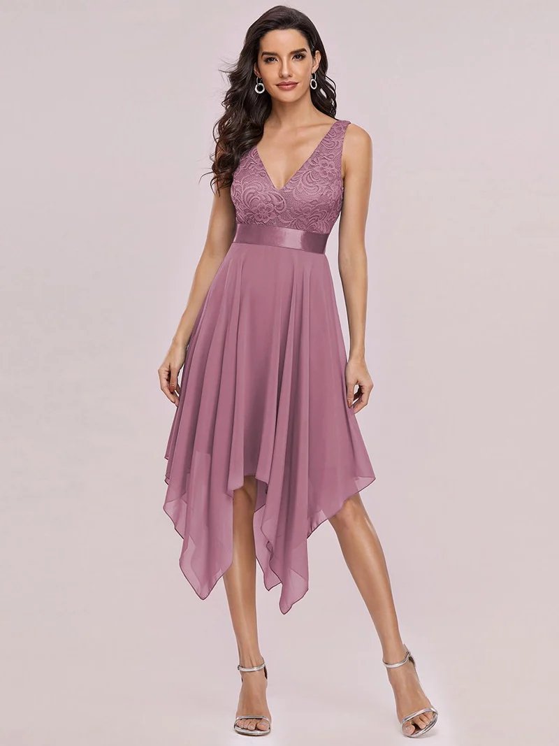 Bestsellers V Neck Lace Chiffon Prom Dresses - CALABRO®