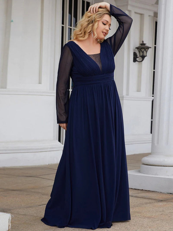 Chiffon Long Sleeve Flowy Mother of the Bride Dress - CALABRO® - | Online  Fashion Shopping
