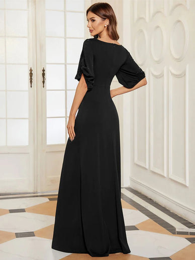 Full Sequin Middle Slit Sweetheart Neckline Evening Dress