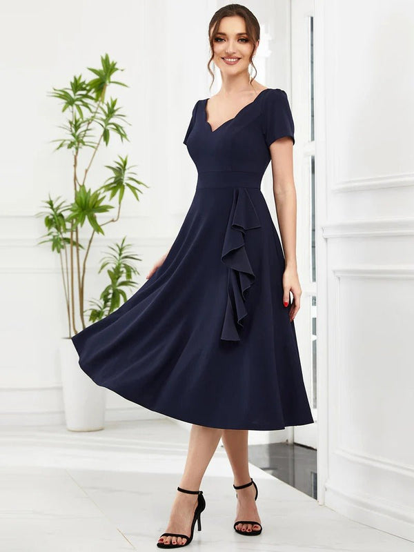 Sammy v-neck A line cocktail length Formal Dress JNC1089 by Nicoletta  collection for Jadore Evening Dress | Women's Evening & Formal Dresses