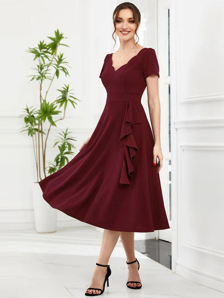 Burgundy dress hotsell mid length