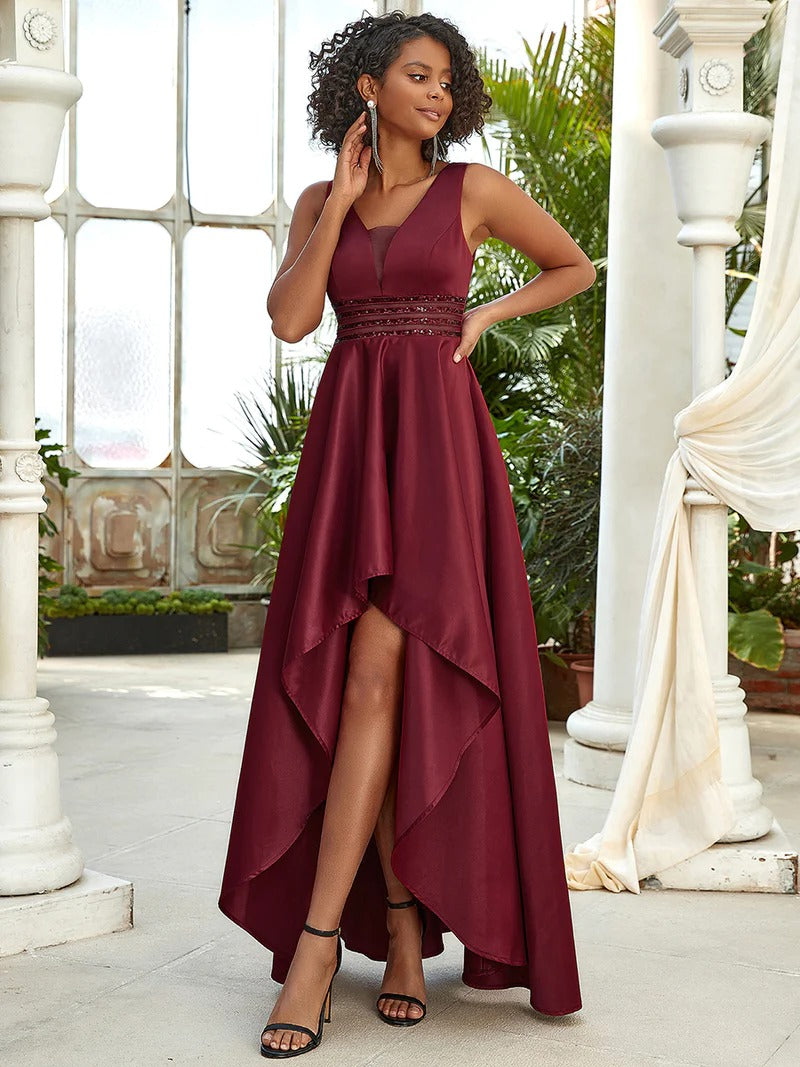 Women's V-Neck Asymmetric High Low Cocktail Party Dresses - CALABRO®