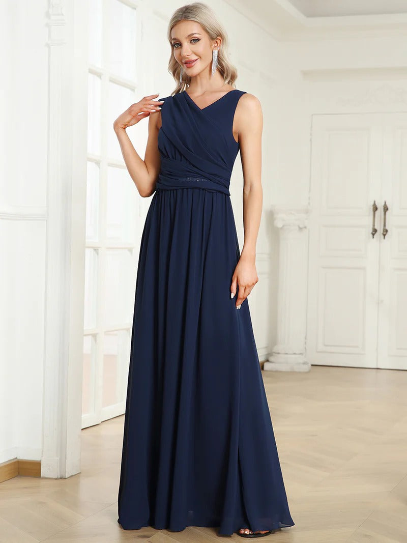 Sexy Asymmetric Shoulder Sleeveless A Line Evening Dresses - CALABRO®