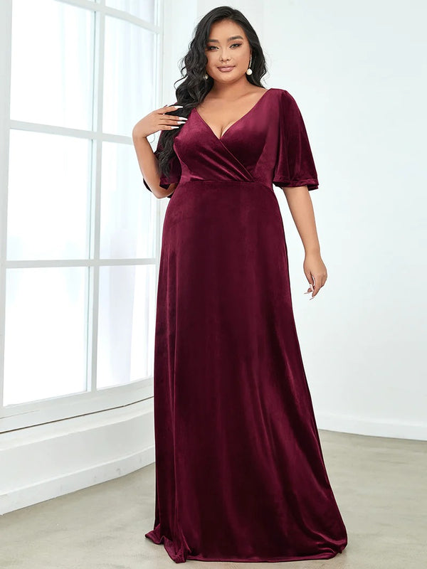 Stylish Plus Size Chiffon Formal Evening Dresses with Long Lantern Sleeves   Evening dresses plus size, Evening gowns with sleeves, Evening dresses  with sleeves