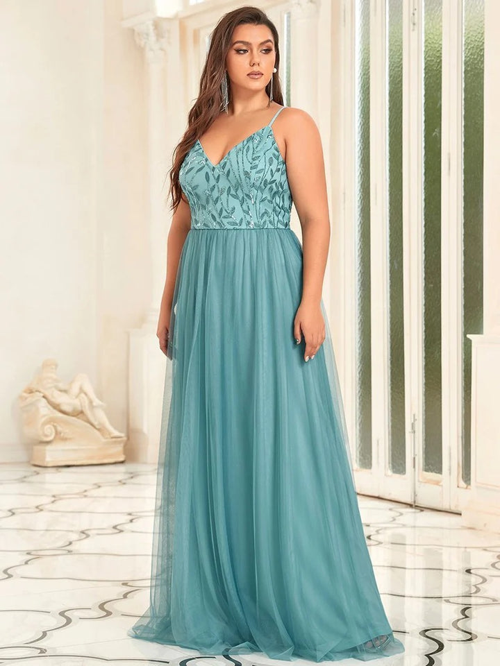 Plus Size Adorable A Line Floor Length Dress - CALABRO®