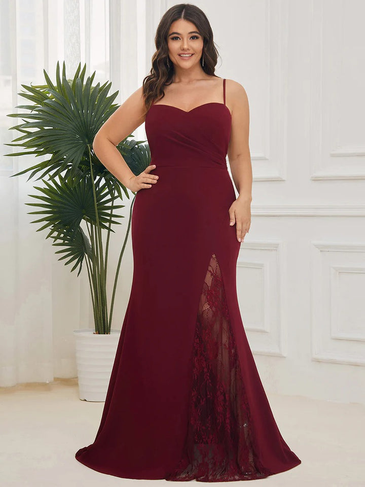 Plus Sexy Spaghetti Straps V Neck Fishtail Evening Dresses - CALABRO®