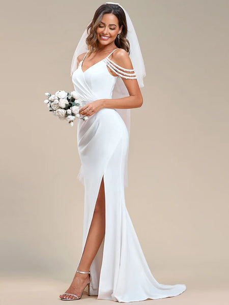 Silk fishtail wedding outlet dress