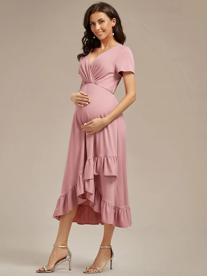 High Low Ruffles Maternity Dresses - CALABRO®