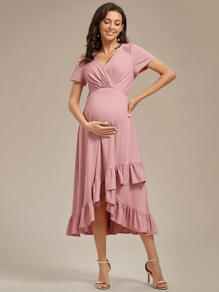 High Low Ruffles Maternity Dresses - CALABRO®