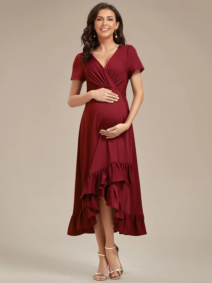 High Low Ruffles Maternity Dresses - CALABRO®