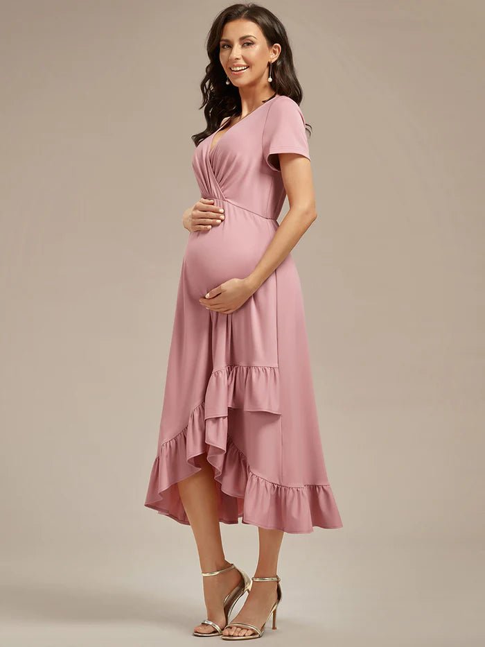 High Low Ruffles Maternity Dresses - CALABRO®