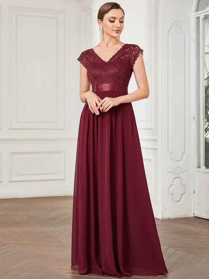 Hot Deep V Neck A Line Bridesmaid Dresses - CALABRO®