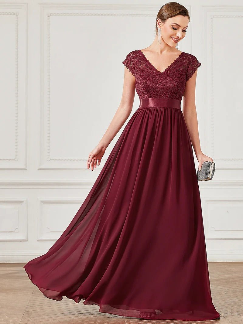 Hot Deep V Neck A Line Bridesmaid Dresses - CALABRO®