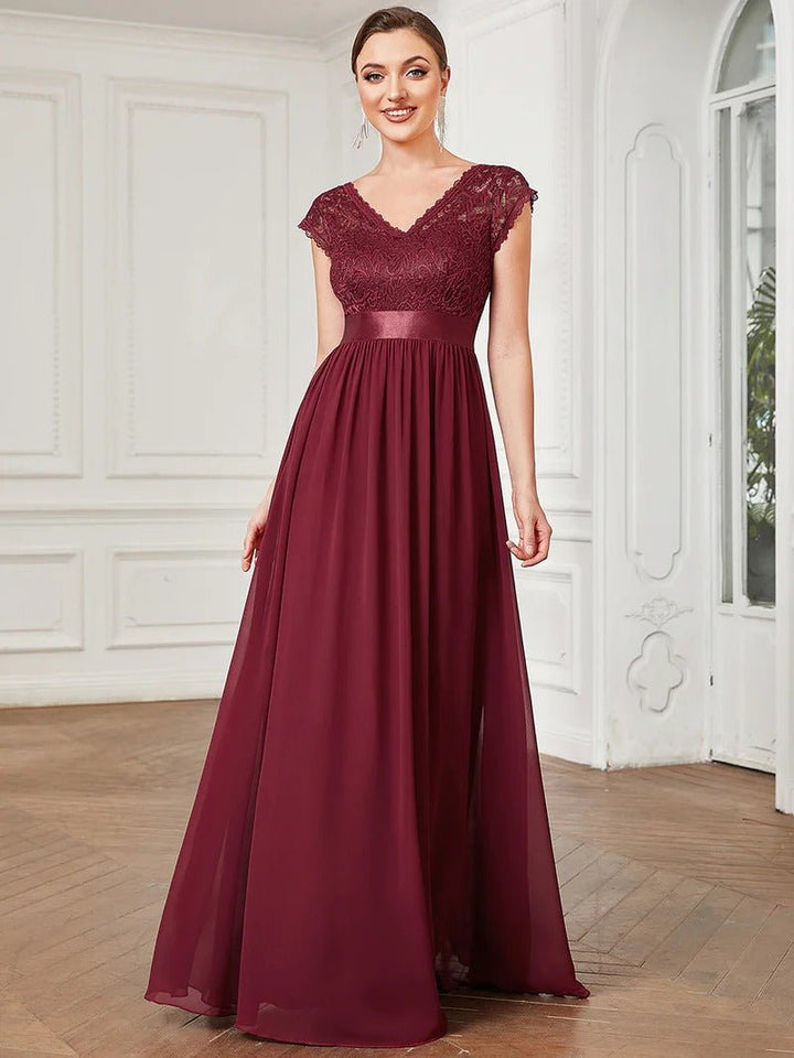 Hot Deep V Neck A Line Bridesmaid Dresses - CALABRO®