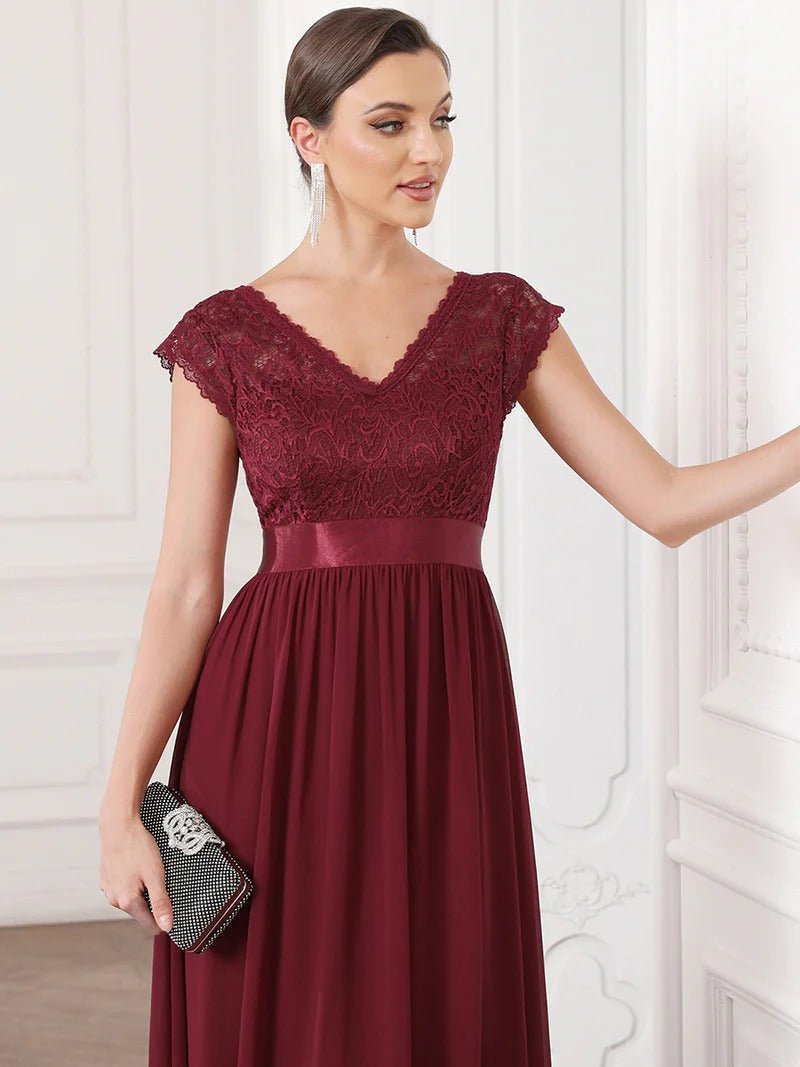 Hot Deep V Neck A Line Bridesmaid Dresses - CALABRO®