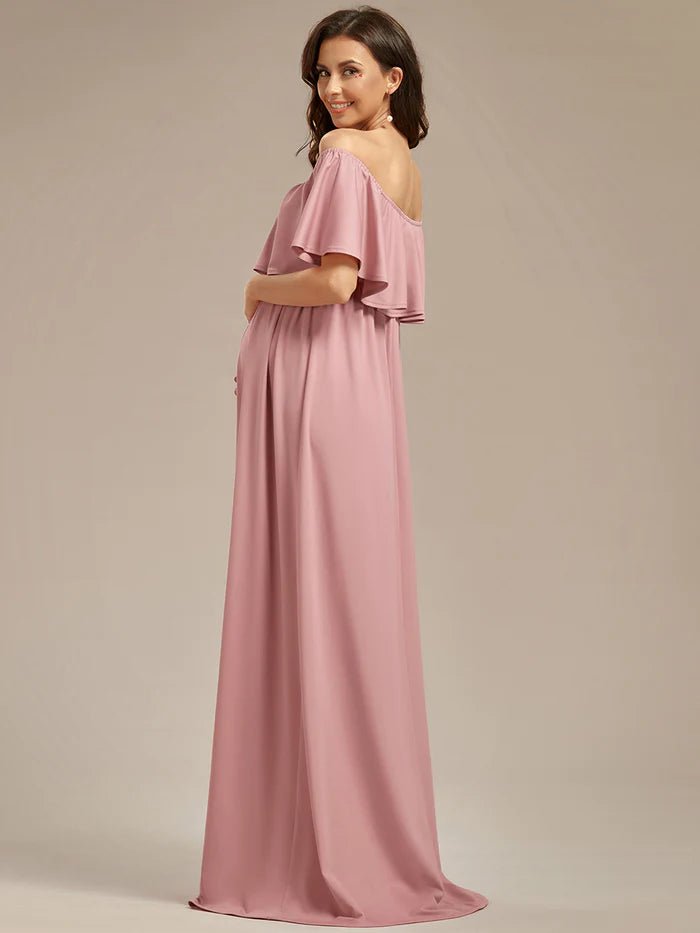 Off Shoulder Pleated A Line Maternity Dresses - CALABRO®