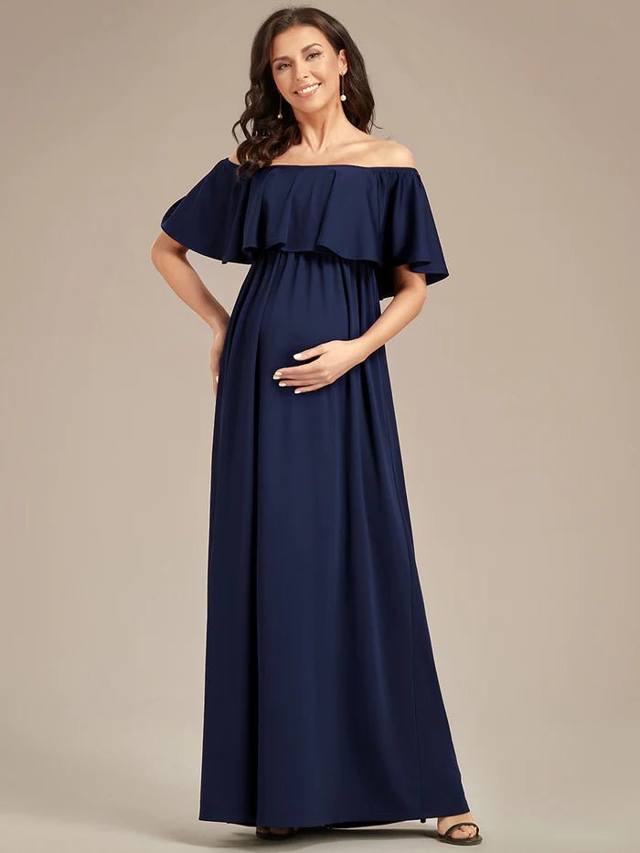 Off Shoulder Pleated A Line Maternity Dresses - CALABRO®